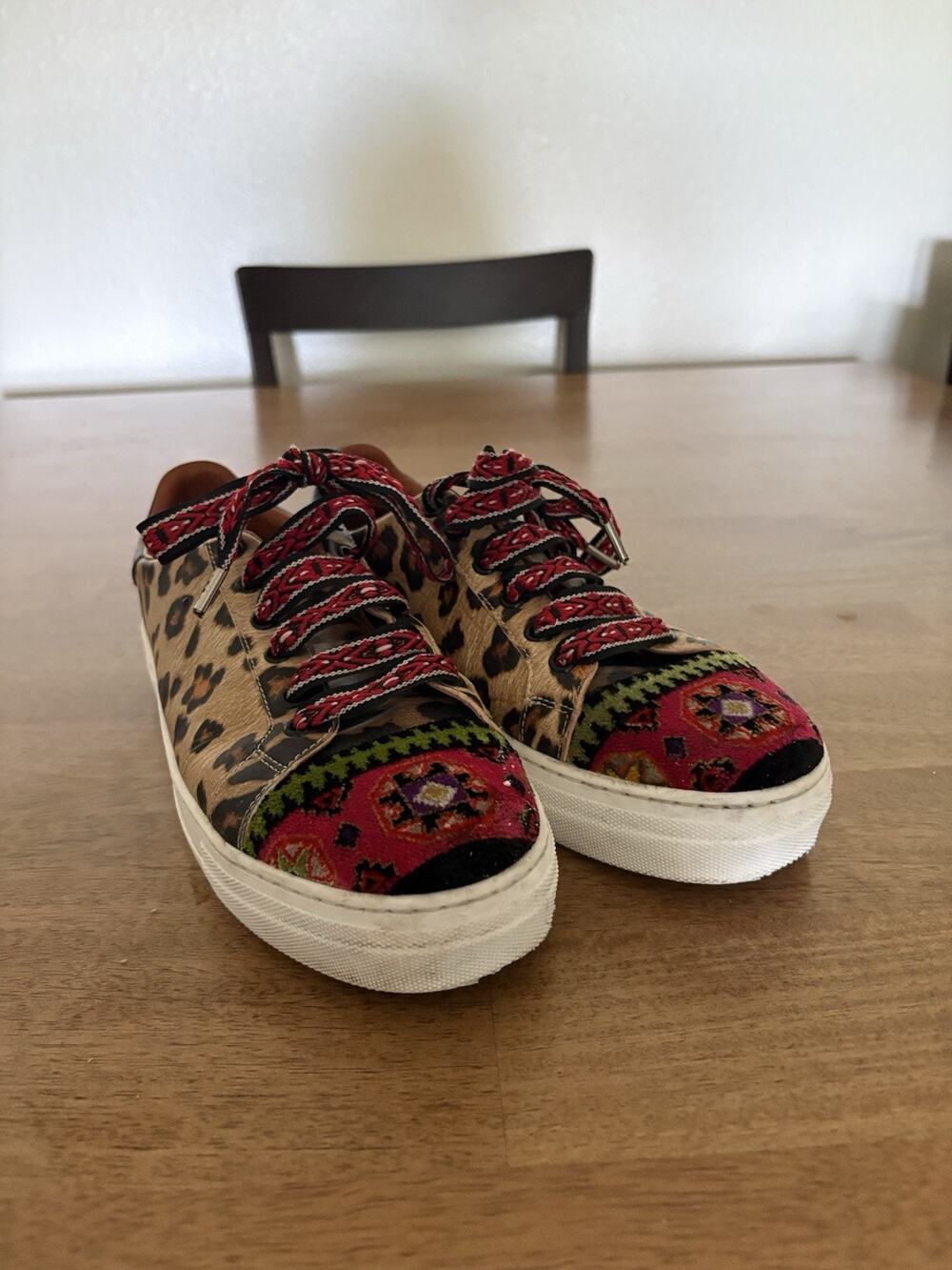 ETRO Sneakers EU 41 Unisex Multicolor Paisley Leopard Print Embroidered Designer